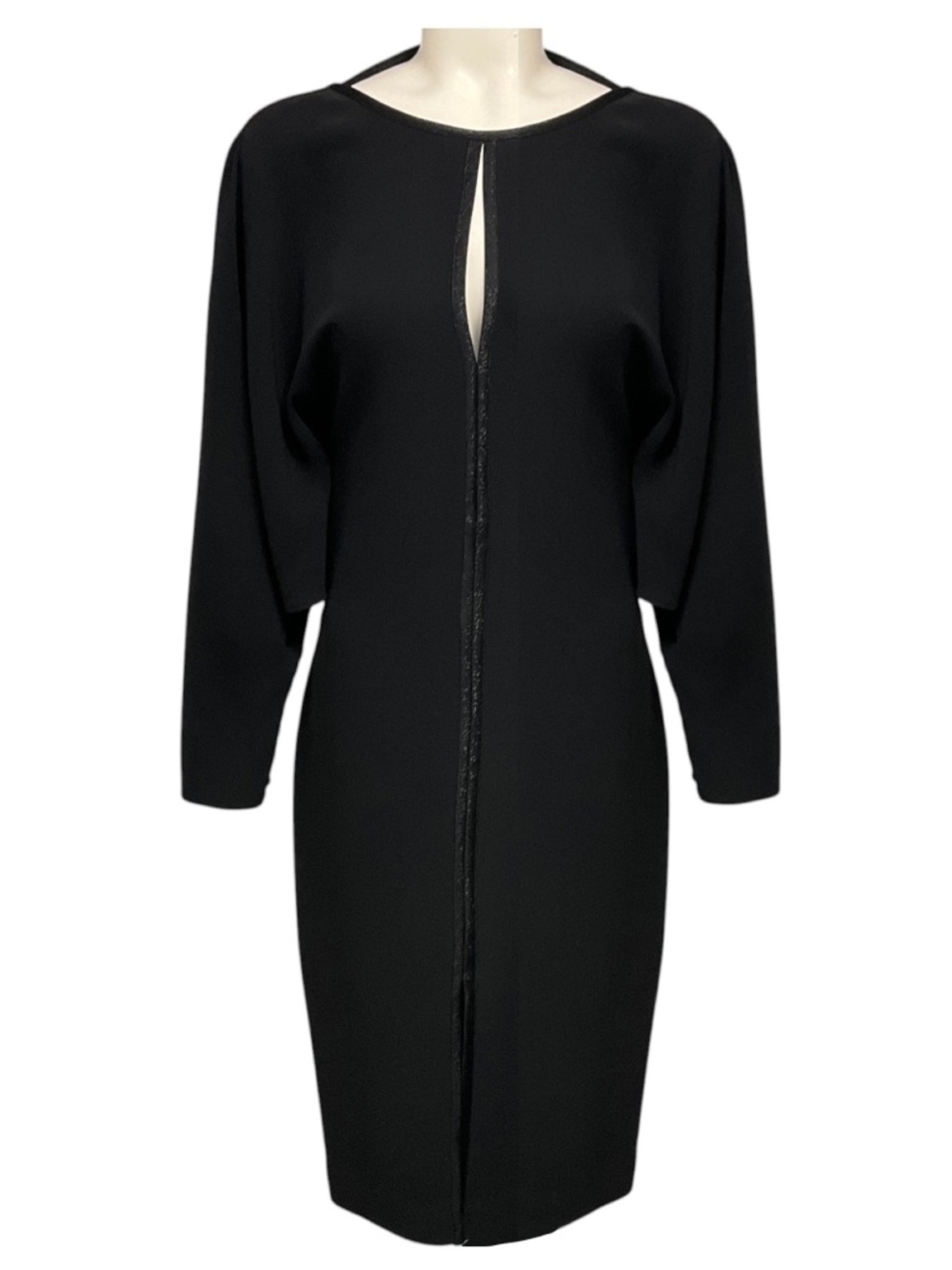 Gucci Black Keyhole Opening Long Sleeved Plunge Back Cocktail Dress